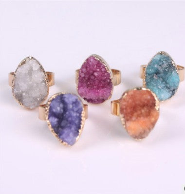 Anillos de mujer con forma de capullo de cristal de ágata de piedra Natural, anillos Vintage de rosa