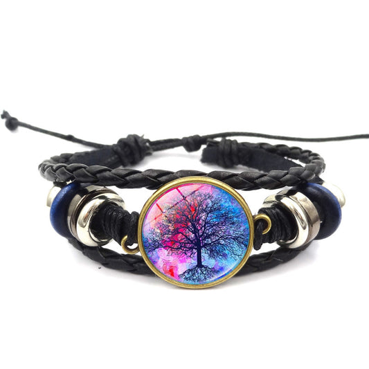 Pulsera del árbol de la vida Joyería hecha a mano Pulseras trenzadas multicapa