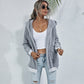 Striped Stitching Long-sleeved Hooded Pocket Plush Jacket Women