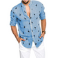 Linen color matching lapel shirt men