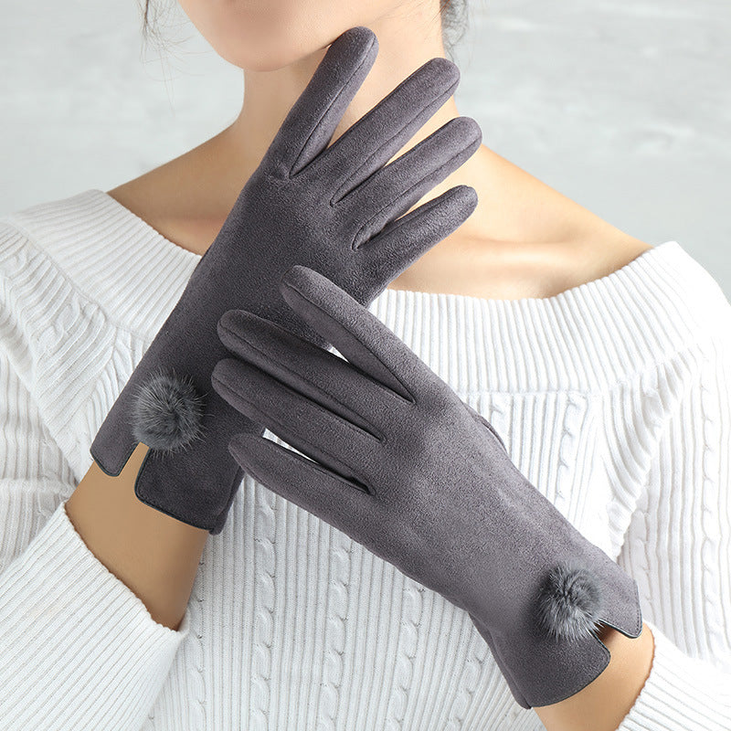 Guantes de ante con dedos cálidos para mujer