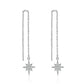 Sterling Silver Star Threader Long Chains Dangle Drop Earrings for Women Teens
