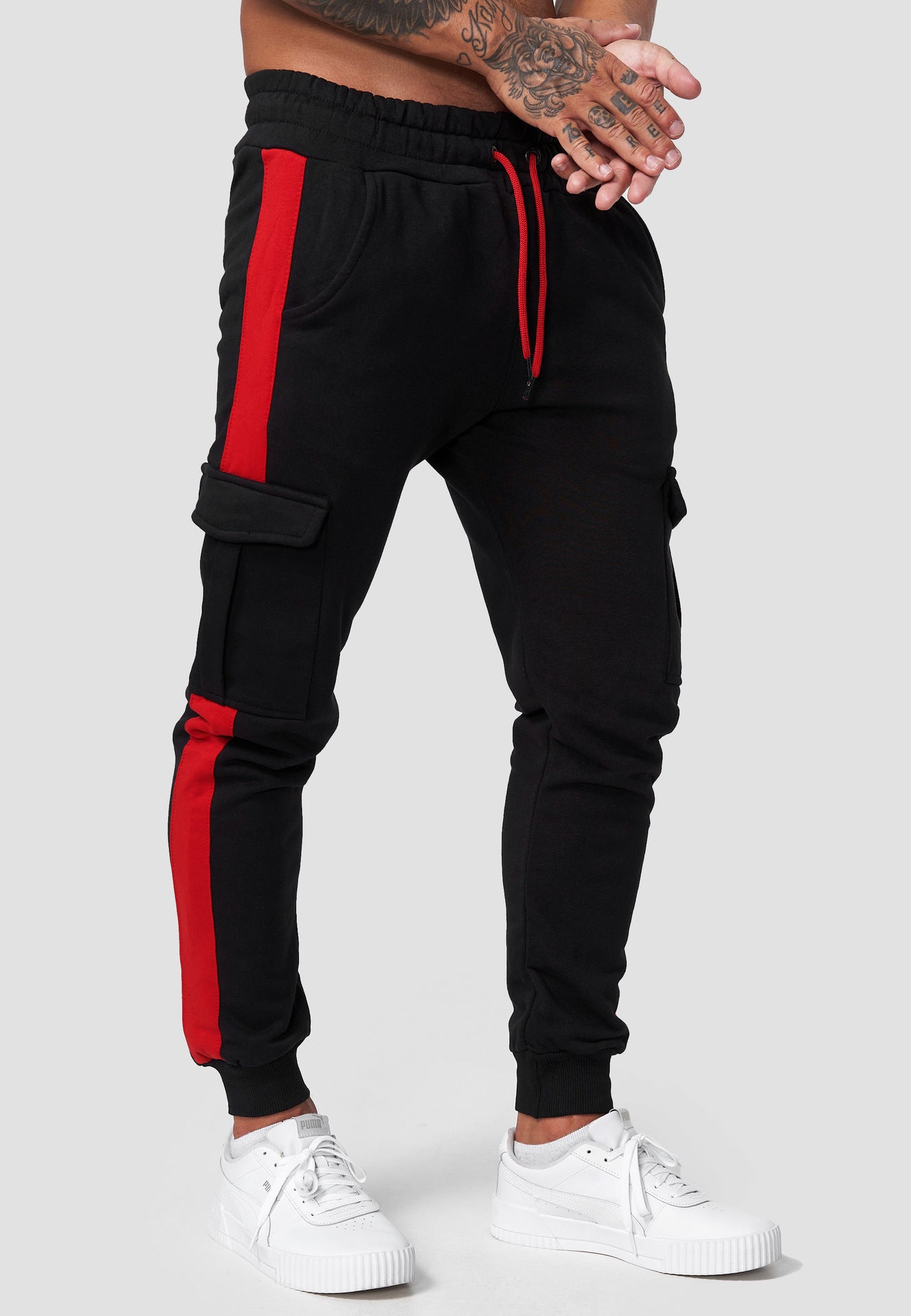 Multi-pocket Plus Fleece Overalls Color Matching Pants Men