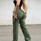 Straight Leg Cargo Pants Women High Waist Casual Baggy Pants