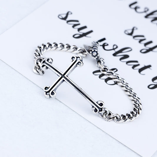 Sterling Silver Jewelry New Cross Bracelet For Men And Women