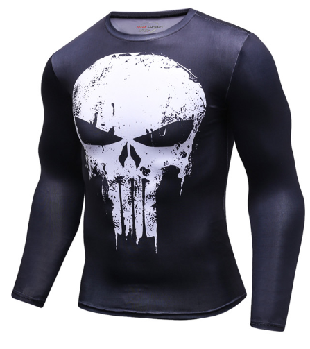 Punisher Men Compression Tee Bodybuilding Skin Tight Long Sleeves Jerseys Clothings