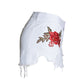 Embroidered loose beard jeans women's shorts
