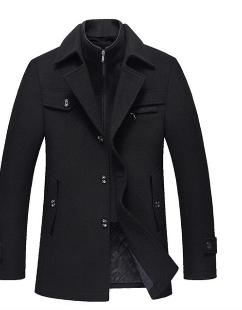 Abrigos de lana para hombre, abrigos cálidos ajustados de invierno, abrigos de marca con cuello desmontable, gabardinas informales de mezcla de lana SL-F053