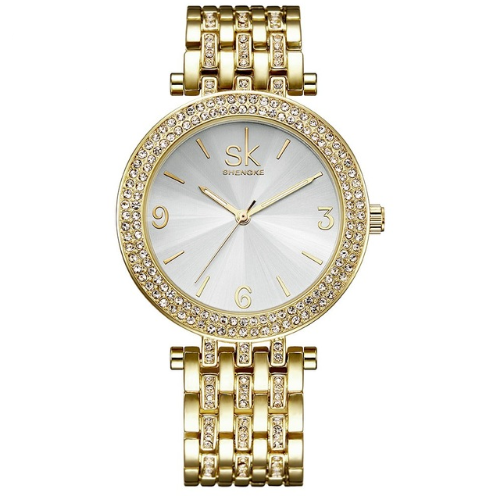 Relojes Shengke de lujo para mujer, marcas de relojes con esfera plateada de cristal, relojes de pulsera de diseño a la moda para mujer, relojes de pulsera para mujer, reloj femenino