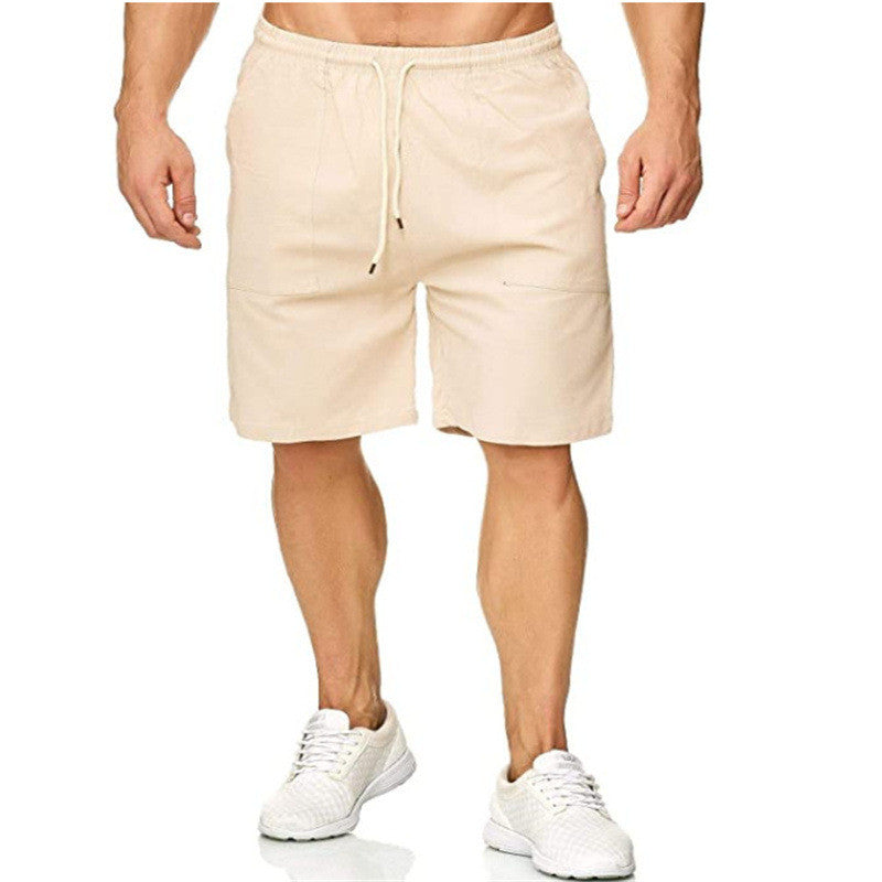 Pantalones cortos deportivos y de ocio para hombre, pantalones cortos de algodón y lino para hombre