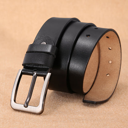 Men's Pin Buckle Belt Trend Casual Retro Lengthened Pure Cowhide