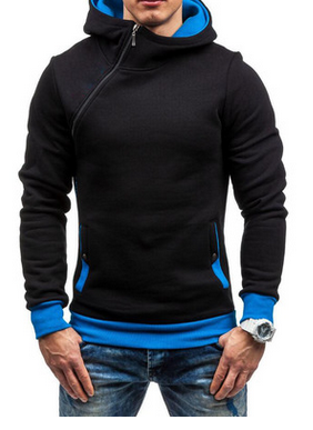 Sudadera con capucha de marca con cremallera oblicua, sudaderas con capucha de Color sólido, chándal de moda para hombre, sudadera con capucha para hombre