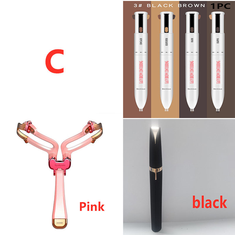 Juego de modelado de cejas 3 en 1, plantilla de cejas ajustable plegable para maquillaje de formas de cejas perfectas