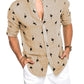Linen color matching lapel shirt men