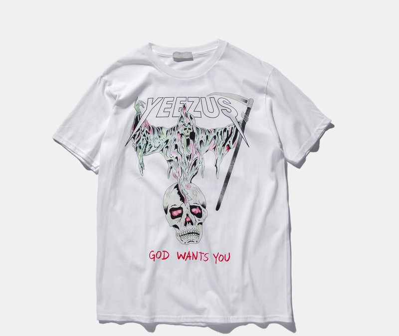 Pure cotton skull religious men and women T-shirt