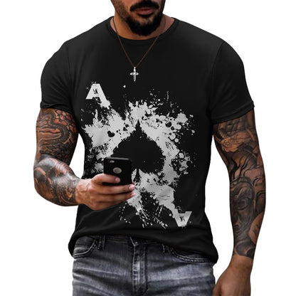 Men's Round Neck Slim Printed Short-sleeved T-shirt