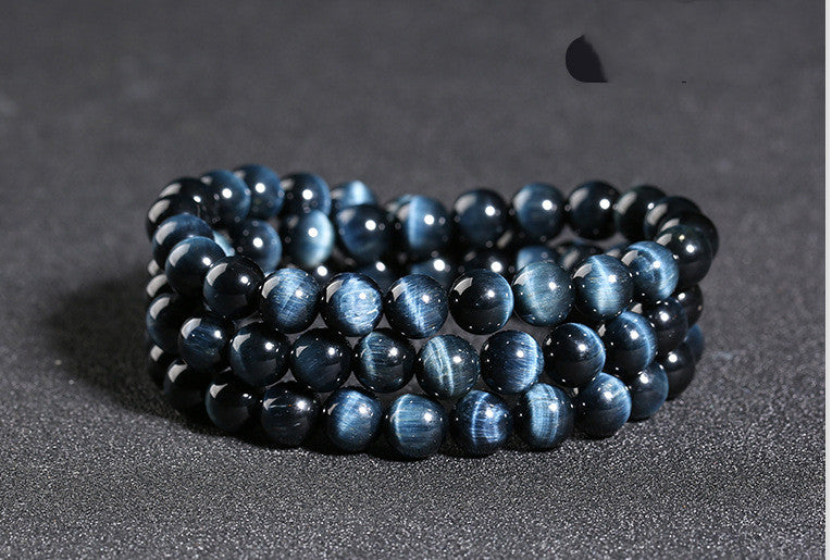 Pulsera de piedra de ojo de tigre azul natural para hombres y mujeres