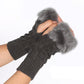 Knitted Gloves for Women Fur Mid Length Half Finger Computer