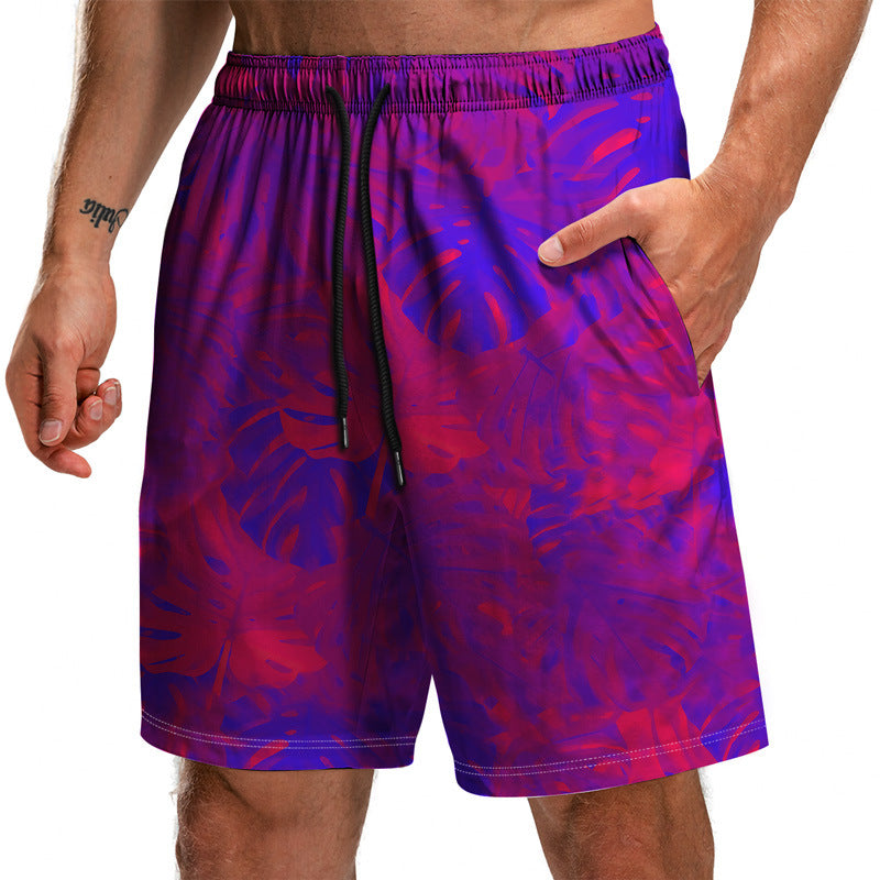 Novedad de verano, pantalones cortos con estampado 3D de la serie Leaf, pantalones sueltos de playa, pantalones cortos casuales de moda para hombres