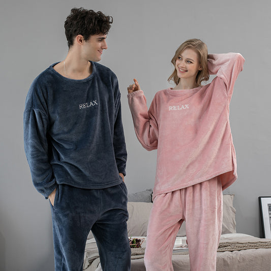 Conjuntos de pijamas de franela ropa de hogar de invierno para mujeres hombres ropa de dormir pareja