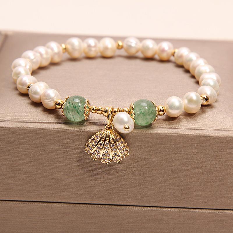 Pulsera de perlas naturales de agua dulce para mujer