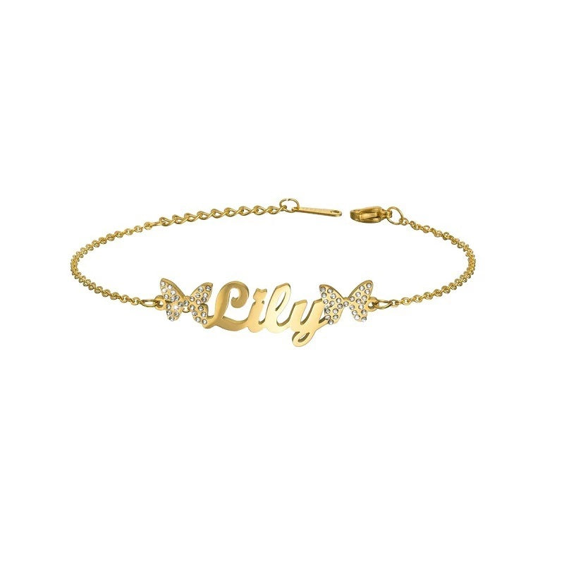 Stainless Steel Name Fashion Chain Letter Bracelet For Women