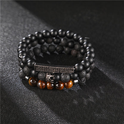 Frosted Lava Stone Suit Bracelet Men