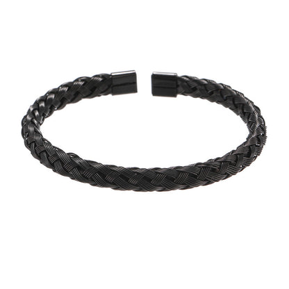 Twisted Braided Steel Wire Simplicity Bracelet Men