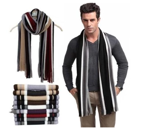 Autumn and winter fringed men's scarf