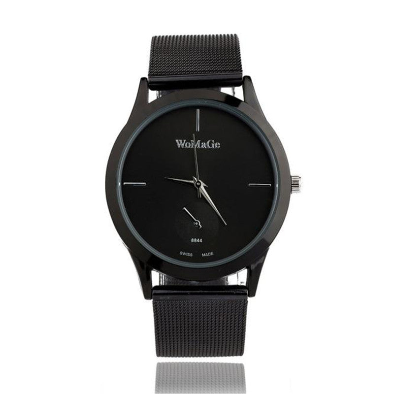 Reloj de malla con cinturón de aleación de moda, relojes unisex para mujer, reloj de cuarzo de estilo minimalista, reloj femenino saat, relojes para mujeres y hombres