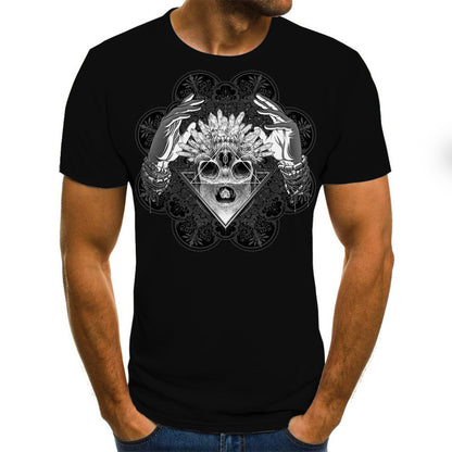 Printed 3D Tees Horror Skull Print Short Sleeve Tee For Men And Women