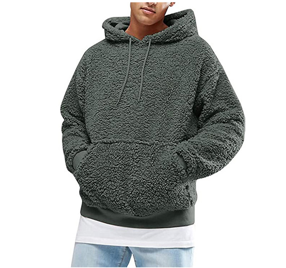 Otoño nueva sudadera cálida para hombre sudaderas de invierno con capucha de lana esponjosa sudadera informal sin mangas larga pulóver moda 