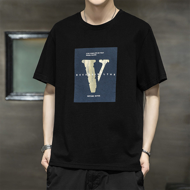 Camiseta de manga corta para hombre, ropa de media manga de seda helada de verano, Camiseta de algodón informal holgada