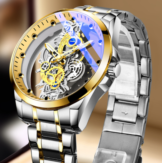 New Men Watch Skeleton Automatic Quartz Watch Gold Skeleton Vintage Man Watch Mens Watches Top Brand Luxury