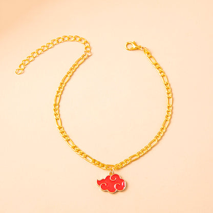 Tobillera con dijes de nube roja, joyería para pie para mujer 