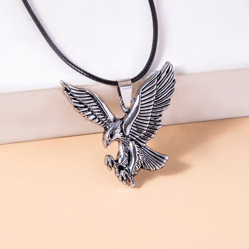 Collar con colgante de águila calva de Hip Hop para hombre