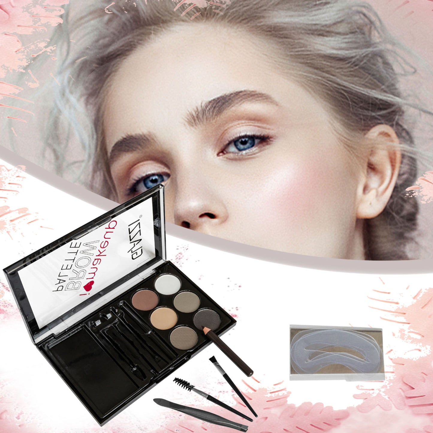 Paleta de polvos para cejas, color marrón Natural, potenciadores del contorno de ojos, Kit de maquillaje resistente al agua con brocha para dar forma al sello de sombra