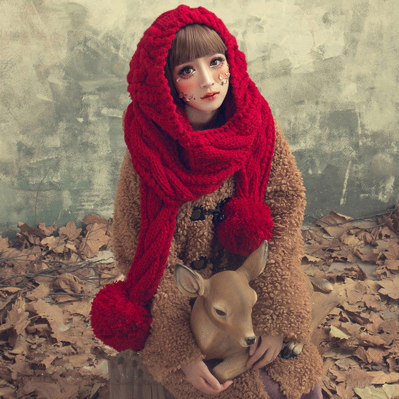 Gorro con pechera tejido para mujer, bufandas, sombrero