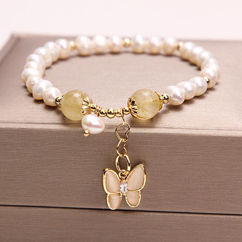 Pulsera de perlas naturales de agua dulce para mujer