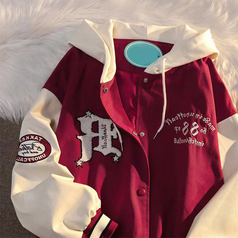 Chaqueta de pareja de diseño suelto para mujer uniforme de béisbol Retro americano