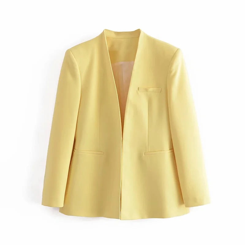 Chaqueta de traje nueva de color liso para mujer