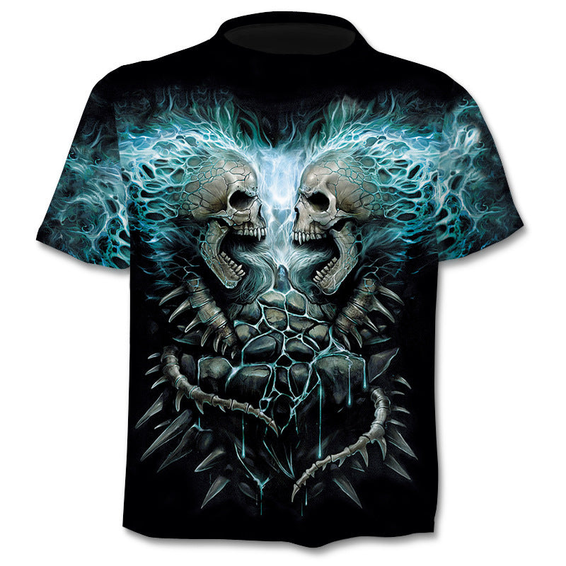 Camiseta con estampado digital 3D de calavera para hombre