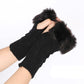 Knitted Gloves for Women Fur Mid Length Half Finger Computer