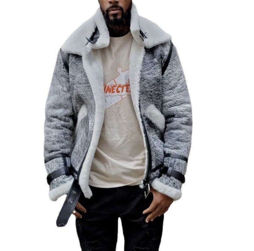 Off-white Big Fur Collar Plus Velvet Thickening