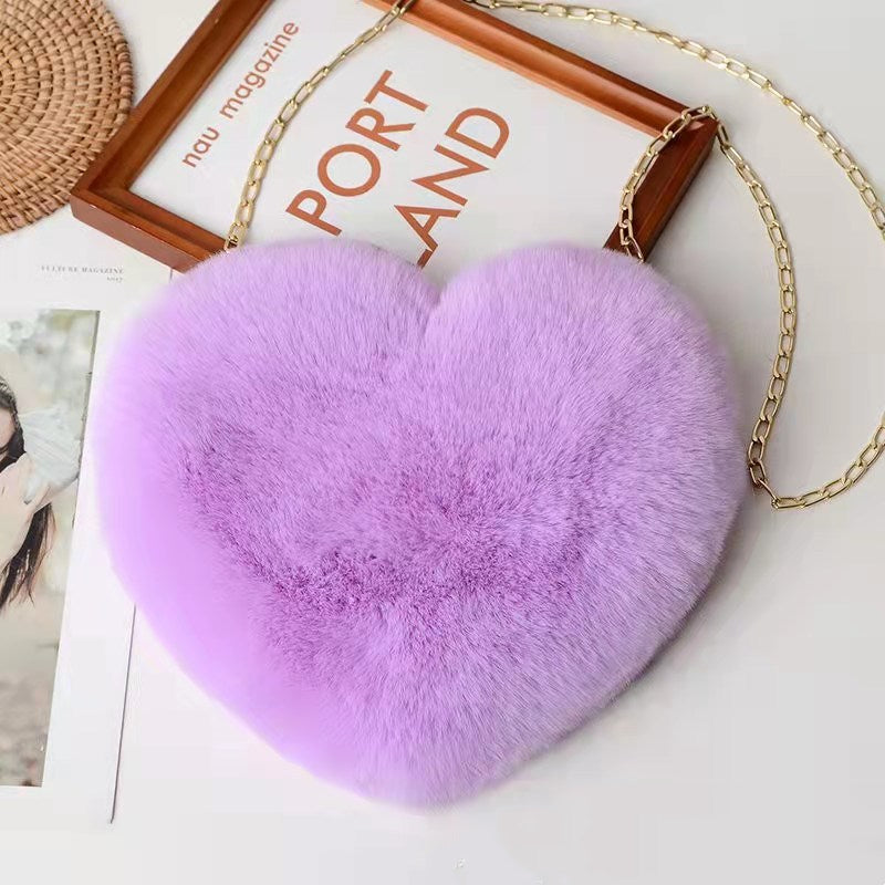 Bolsos de amor para mujer, bolsos de hombro con cadena de felpa, bolso de fiesta del día de San Valentín