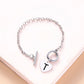 Silver Color Link Chain OT Buckle Clasp Bracelet 26 Initial Letter Heart Charms Bracelets For Women Girls