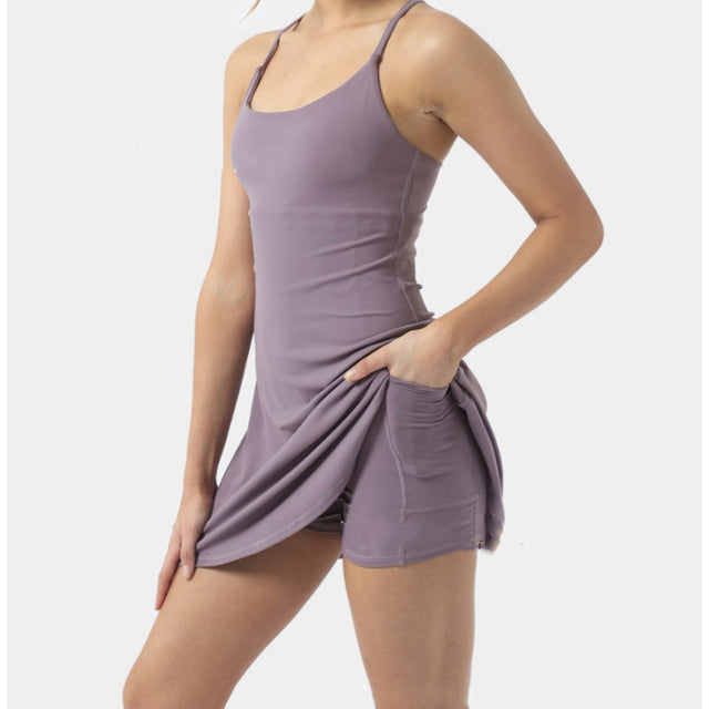 Vestido de tenis Vestidos sin cordones para mujer Falda halter deportiva Pantalones cortos