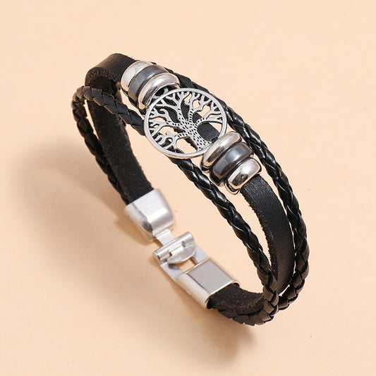 Men Personality Lucky Tree Braided Bracelet