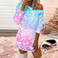 Red Women Casual Merry Christmas Dresses Off-shoulder Dress