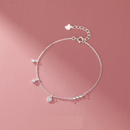 Pulsera de diamantes de amor de plata esterlina S925 para mujer